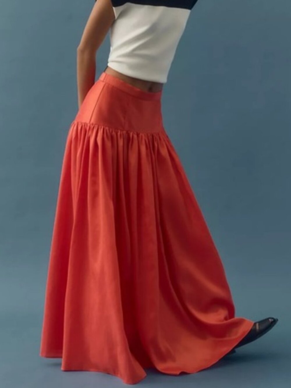 Orange Hutch Drop-Waist Maxi Skirt